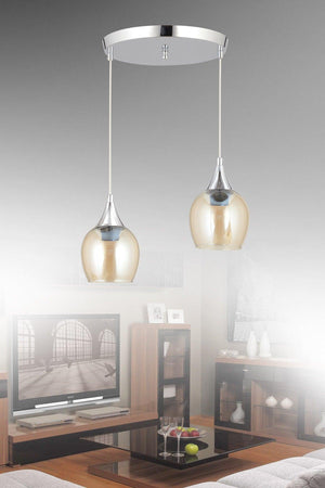 Sante 2-Set Chrome Honey Glass Modern Pendant Chandelier - Swordslife