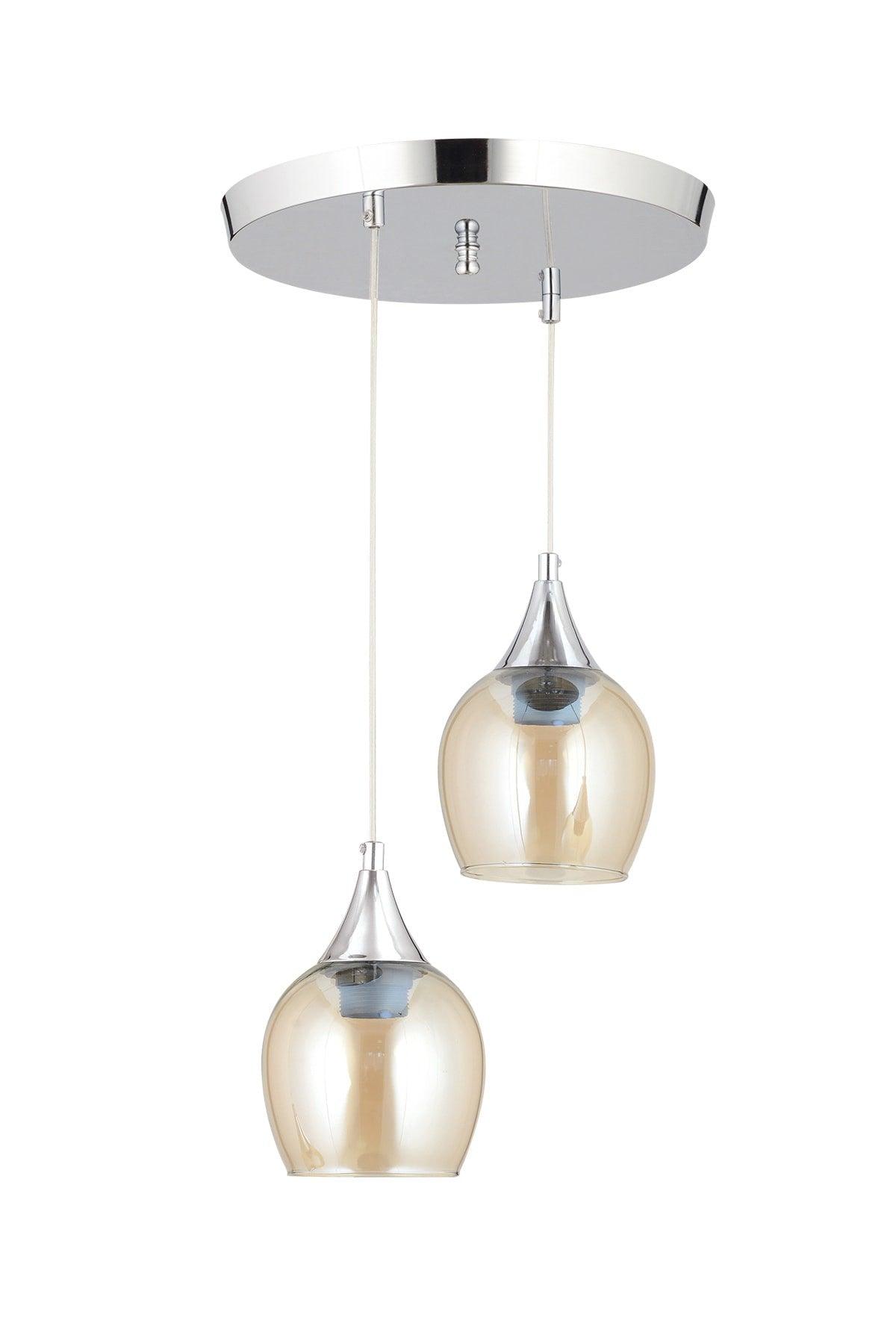 Sante 2-Set Chrome Honey Glass Modern Pendant Chandelier - Swordslife