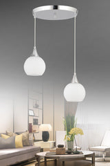 Sante 2-Set Chrome White Glass Modern Suspended Chandelier - Swordslife