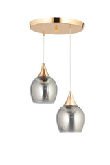 Sante 2 Pcs Gold Smoked Glass Modern Pendant Chandelier - Swordslife