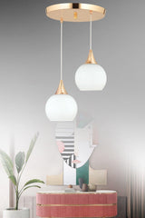 Sante 2 Pcs Gold White Glass Modern Pendant Chandelier - Swordslife