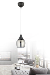 Sante Single Black Smoked Glass Modern Pendant Chandelier - Swordslife