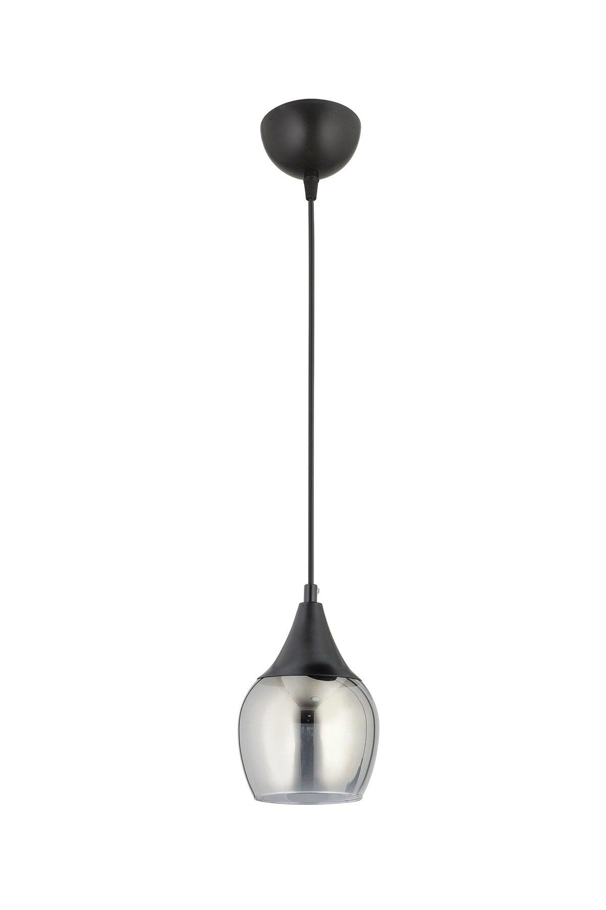 Sante Single Black Smoked Glass Modern Pendant Chandelier - Swordslife