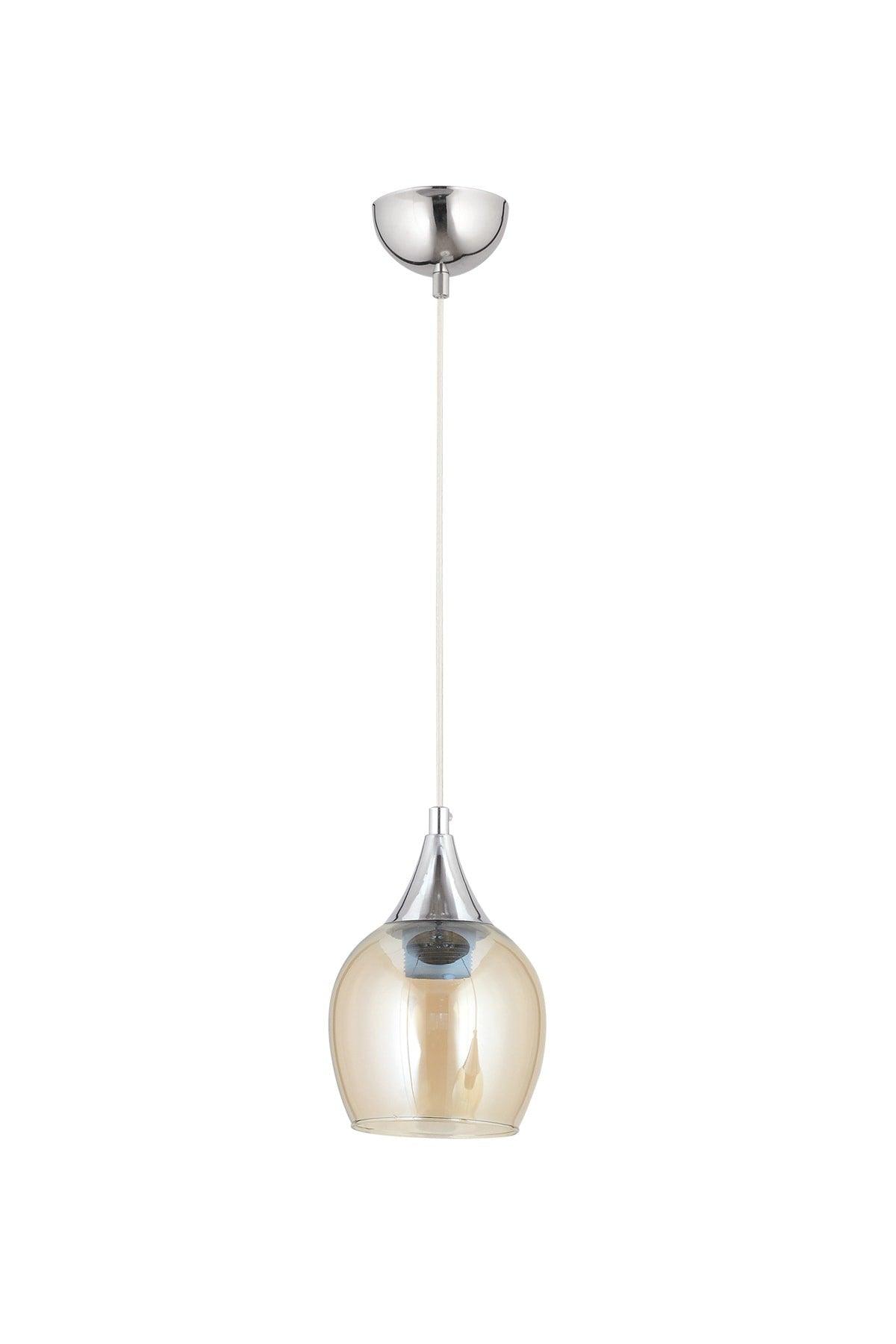 Sante Single Chrome Honey Glass Modern Pendant Chandelier - Swordslife