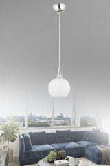 Sante Single Chrome White Glass Modern Pendant Chandelier - Swordslife