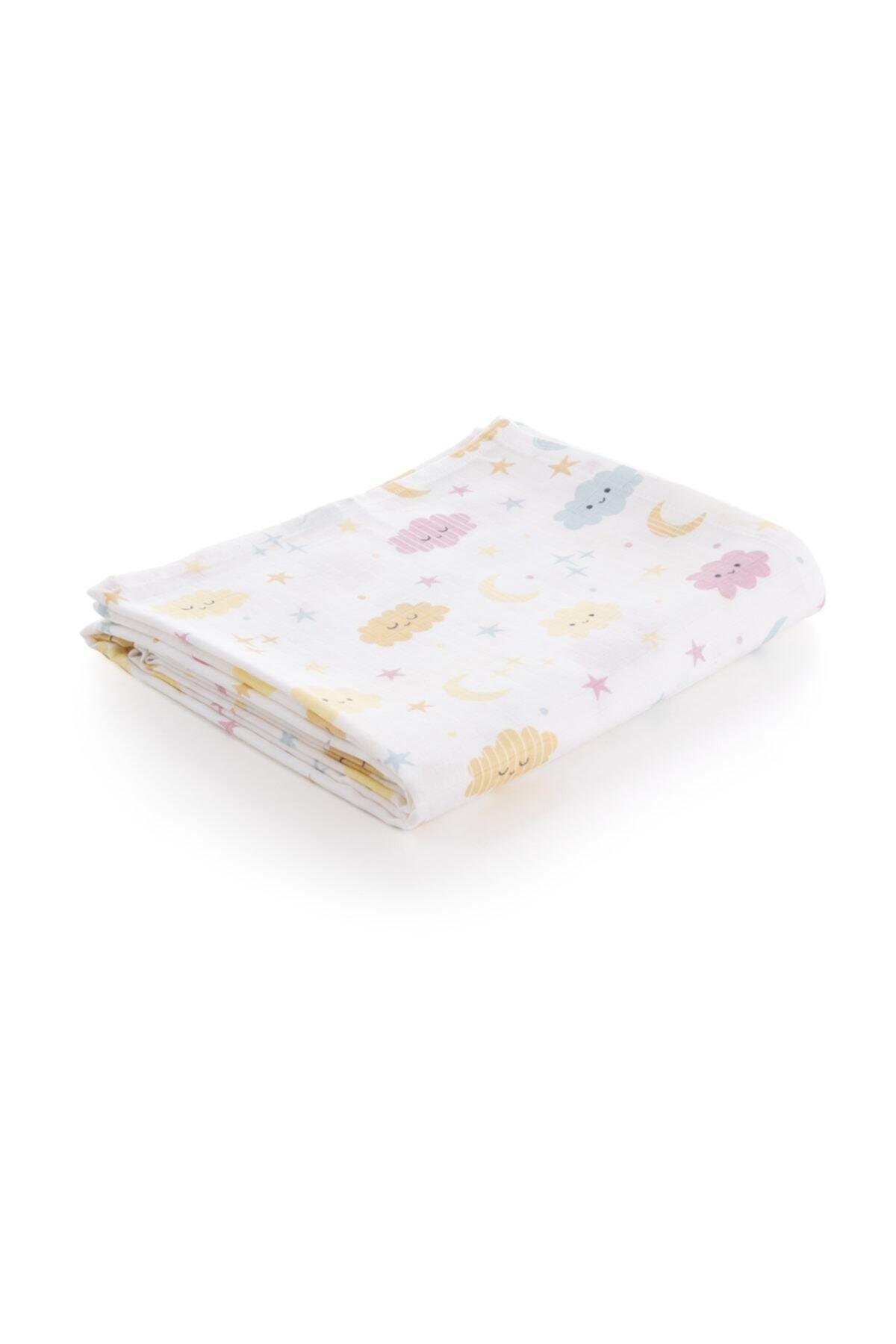 Yellow Cloud Pattern Muslin Cloth Cover 120x120 cm + 4 Pieces Mouth Wipes - Swordslife