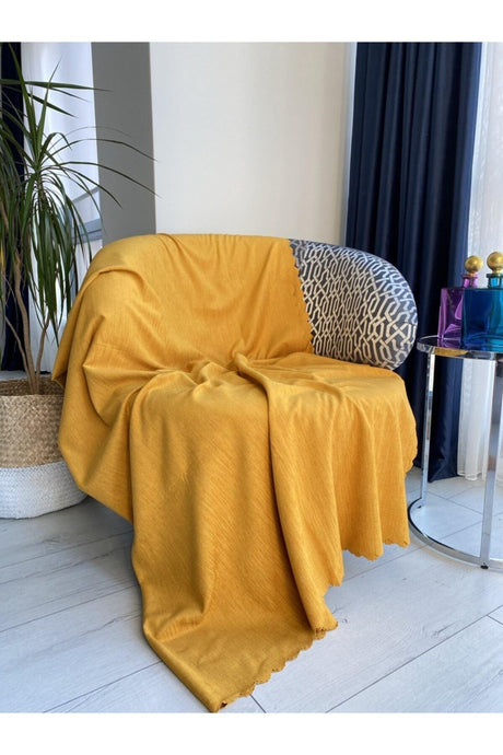 Yellow Mustard Color Non-Slip Chenille Sofa Cover Throw Throw Sofa Cover - Swordslife