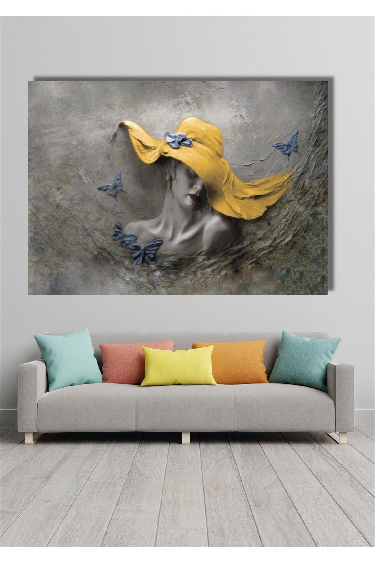 Woman in Yellow Hat 70x100cm Canvas Painting Wall Decor For Living Room Living Bedroom Office Entrance - Swordslife