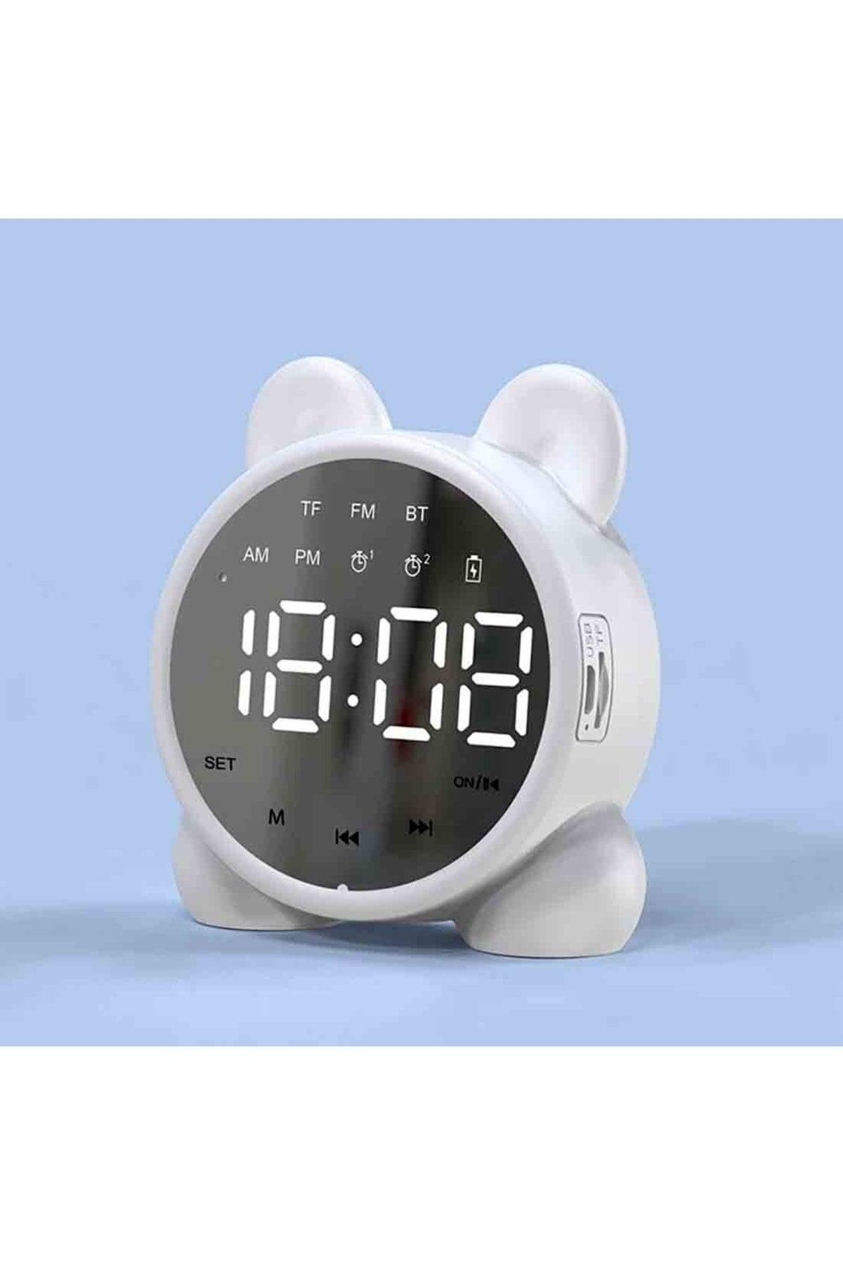 Rechargeable Bluetooth Speaker Fm Radio Sd Card Alarm Clock Digital Mirror Desk Clock - Swordslife