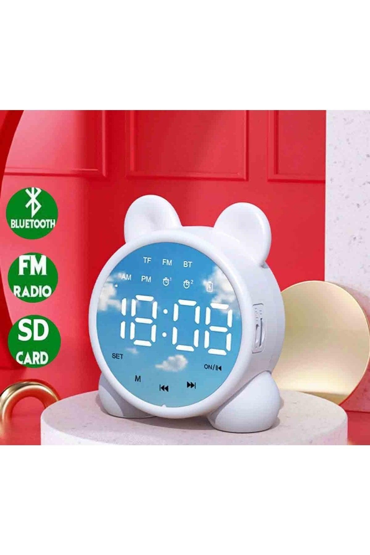 Rechargeable Bluetooth Speaker Fm Radio Sd Card Alarm Clock Digital Mirror Desk Clock - Swordslife