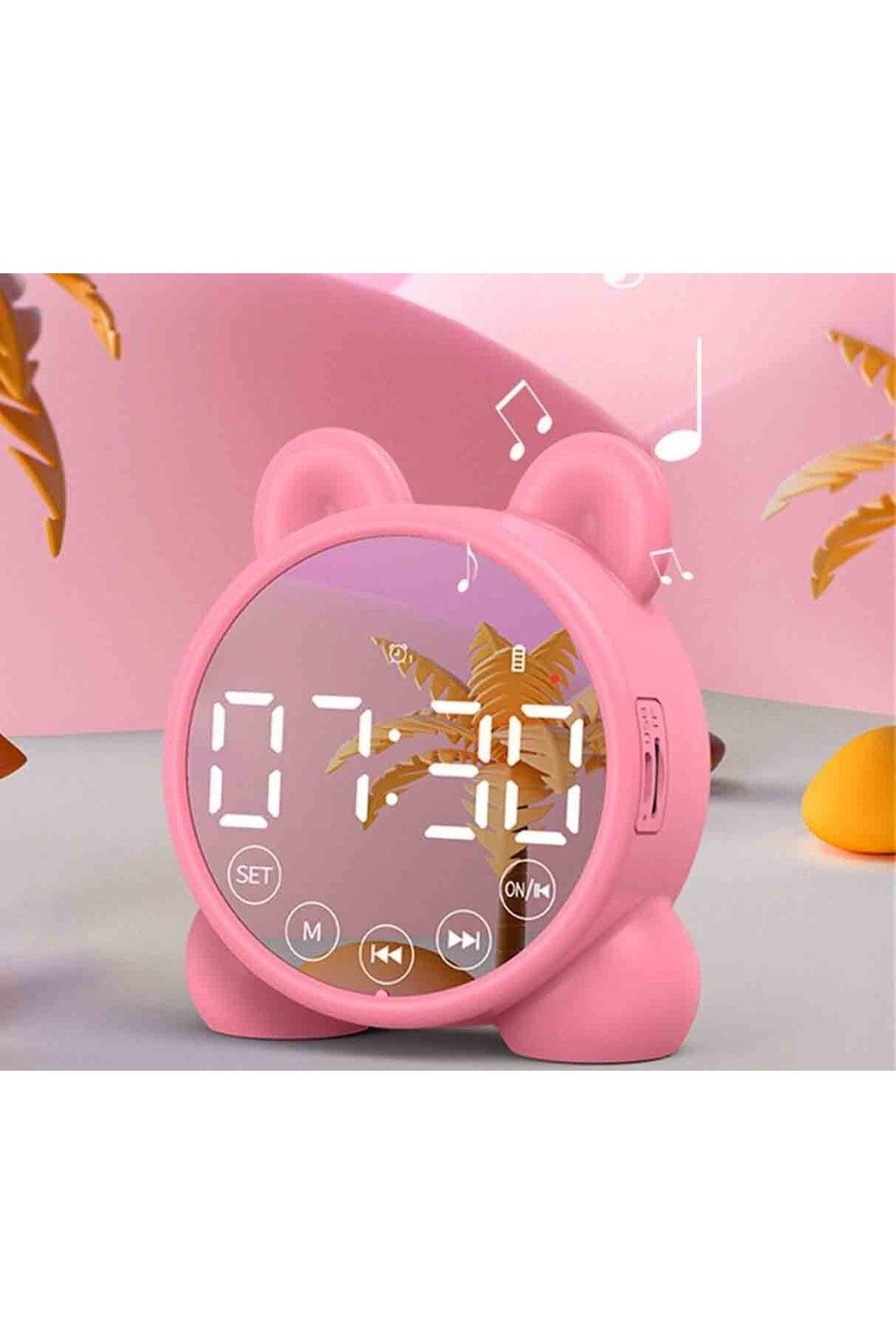 Rechargeable Bluetooth Speaker Fm Radio Sd Card Alarm Clock Digital Mirror Desk Clock - Swordslife