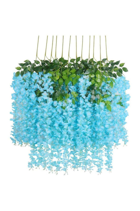 Dangling Artificial Flower Acacia Blue 80 Cm 12 Pieces Vineyard With 3 Dangling Branches - Swordslife