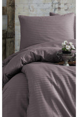 Satin Double Duvet Cover Set-Plum