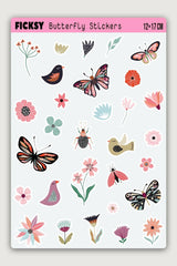 Scandinavian Butterfly And Flower Sticker Set - 30