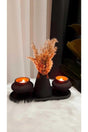 Black 2 Piece Candle Holder And Flower Vase Set