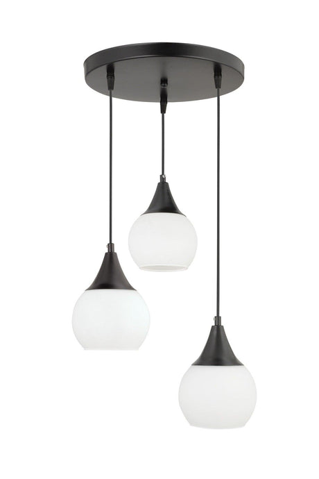 Sante 3-Piece Black and White Glass Modern Pendant Lamp