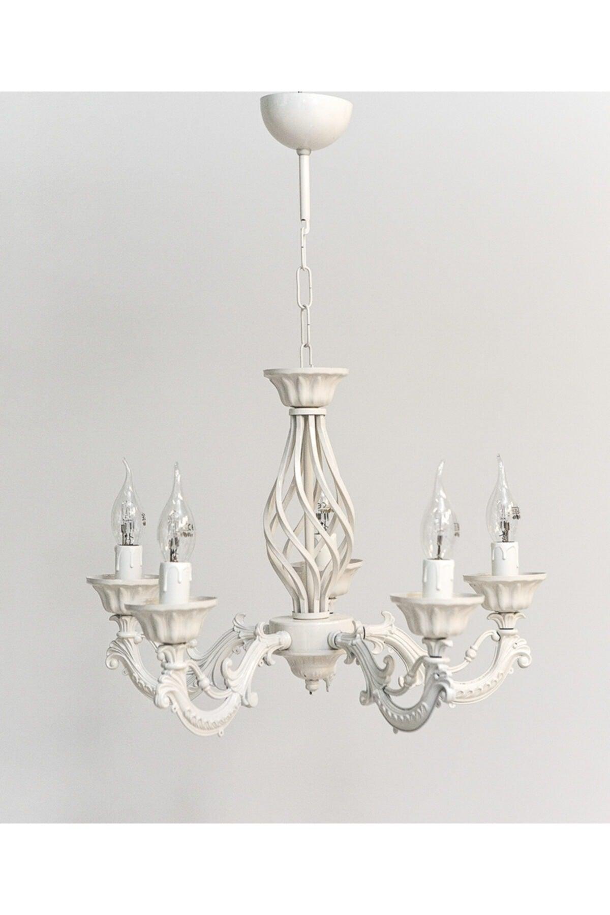 Deniz 5 Arm Cast Cream Chandelier - Swordslife