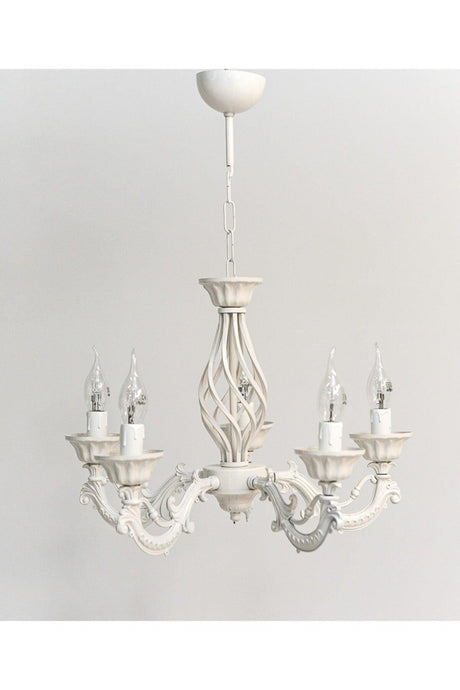 Deniz 5 Arm Cast Cream Chandelier - Swordslife