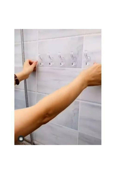 Self Adhesive Strong Transparent 5 Hanger Hanger - Behind Door Kitchen Wall Bathroom - Swordslife