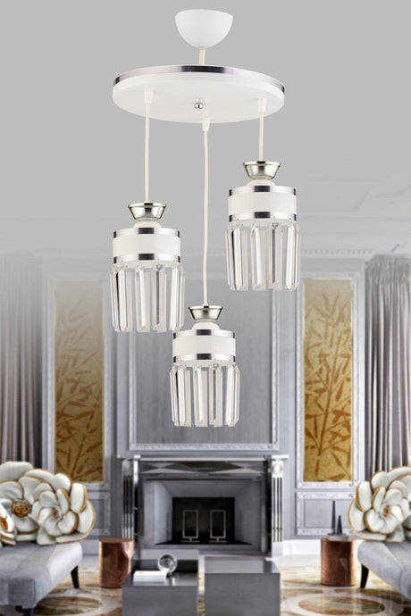 September 3 Suspension Tray White Chrome Crystal Stone Gilded Modern Luxury Chandelier - Swordslife