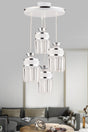 September 4 White Chrome Gilded Pendant Lamp Crystal Stone Tray Modern Luxury Chandelier - Swordslife