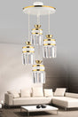 September 4 White Yellow Gilded Pendant Lamp Crystal Stone Tray Luxury Living Room Chandelier - Swordslife