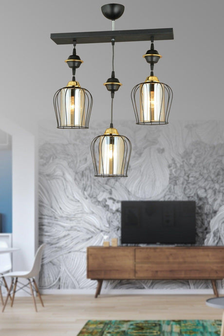 Sequential Black 3-Set Parachute Downward Facing Luxury Chandelier - Swordslife