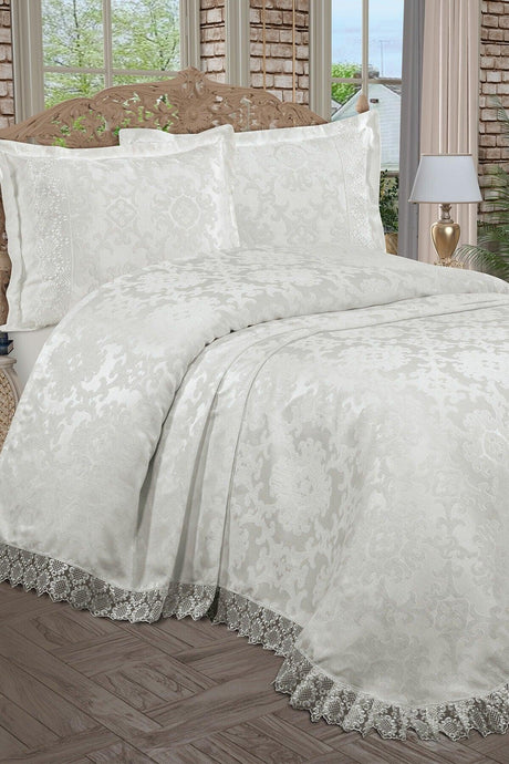 Greenhouse Jacquard Chenille French Lace Double Bedspread (ecru) - Swordslife