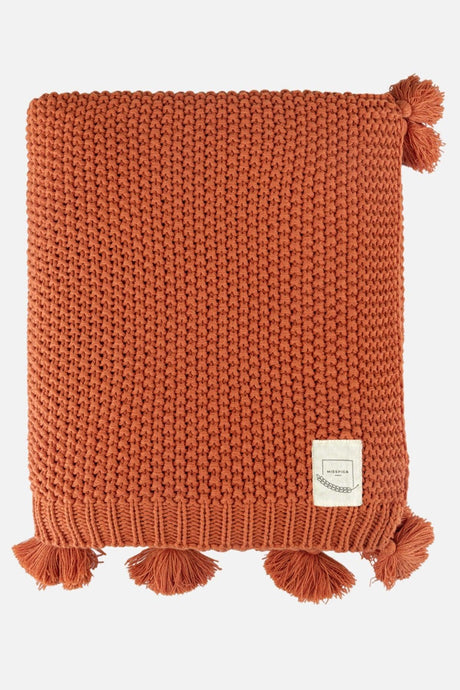 Valentine's Day Gift Coco Rice Knitted Pompom Knitwear TV Blanket Throw Orange - Swordslife