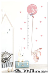 Cute Balloon Pink Rabbit Height Meter Decorative Kids Room Wall Sticker Mural Ornament - Swordslife