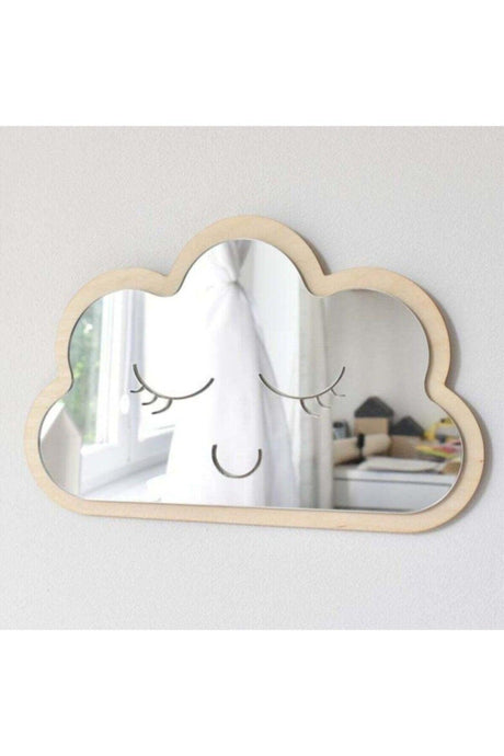 Cute Smiling Face Cloud Mirror Decorative Kids Room Non-Cut Mirror - Swordslife