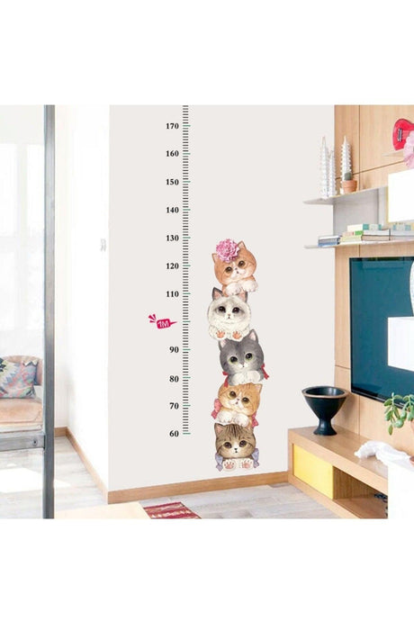 Cute Cats Height Measuring Ruler Sticker Kids Room Wall Sticker - Swordslife