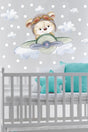 Cute Pilot Teddy Bear Wall Sticker Set - Swordslife