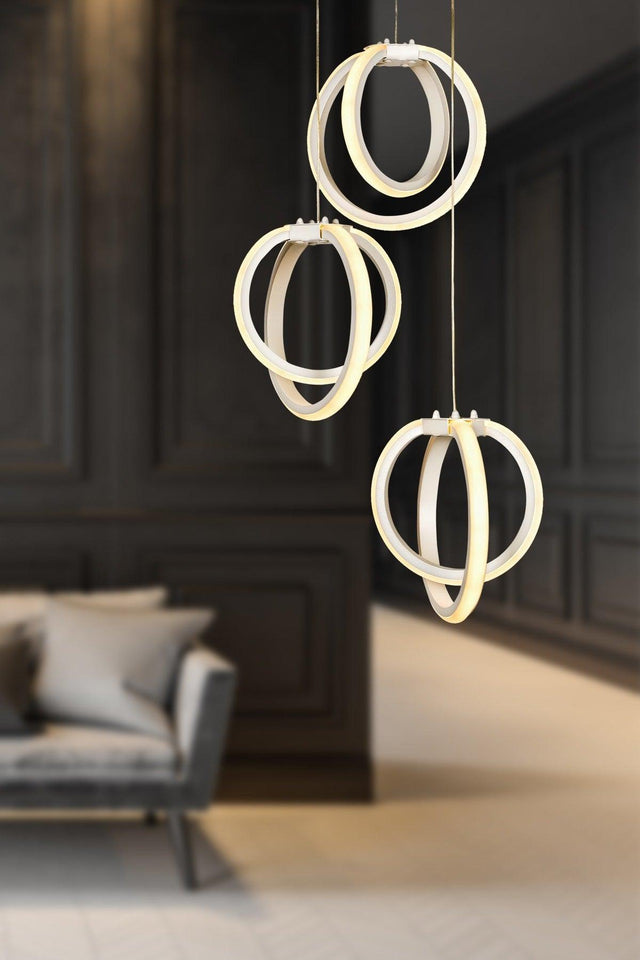 Sezen Led 3rd Chandelier White - Swordslife