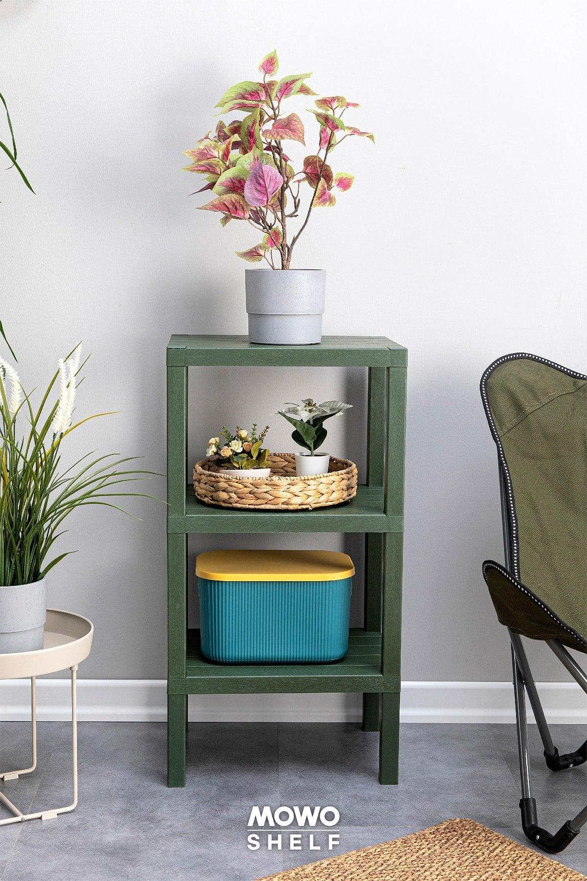 Shelf 3-Tier Organizer Plastic Shelf Unit Green, Bookshelf, Bathroom, Kitchen Shelf. Shoe cabinet - Swordslife