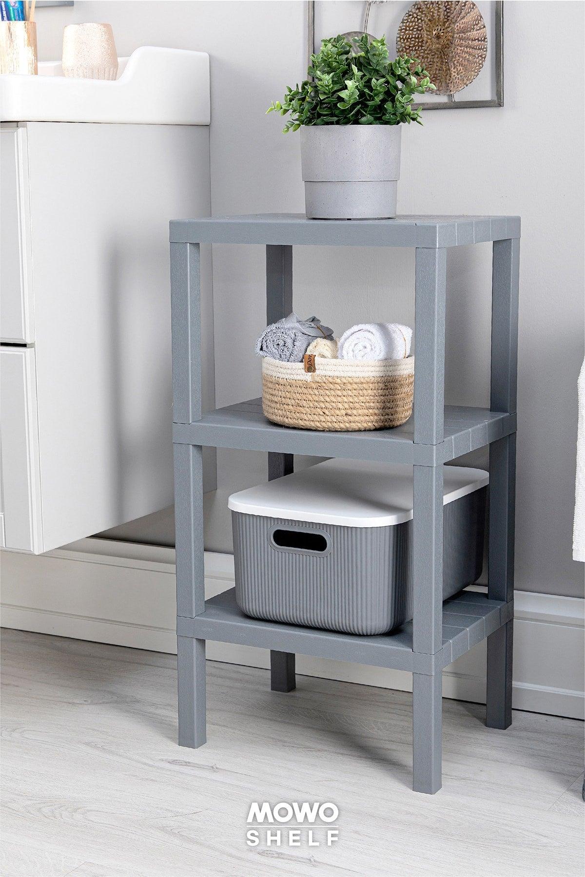 Shelf 3-Tier Organizer Plastic Shelf Unit Grey, Bookshelf, Bathroom, Kitchen Shelf. Shoe cabinet - Swordslife