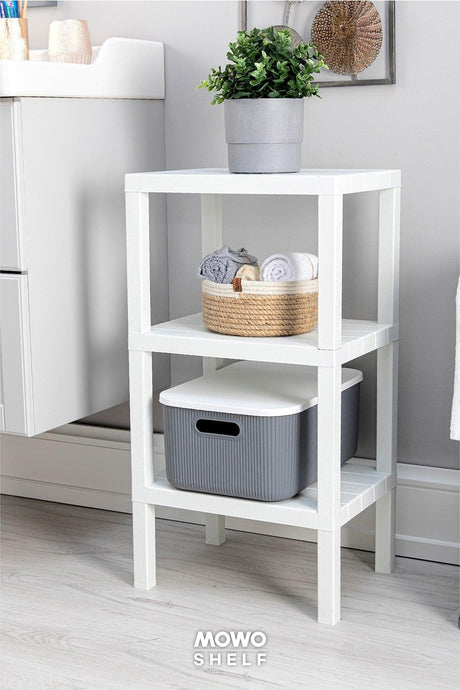 Shelf 3-Tier Organizer Plastic Shelf Unit White, Bookshelf, Bathroom, Kitchen Shelf. shoes - Swordslife