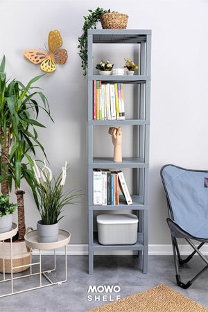 Shelf 6 Tiers Organizer Plastic Shelving Unit Grey, Bookshelf, Bathroom, Kitchen Shelf - Swordslife