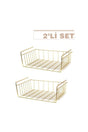 Under Shelf Hanger Kangaroo Shelf Basket Gold Metal Set of 2 - Swordslife