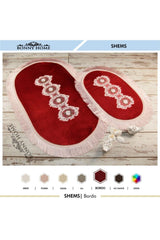 Shems Claret Red 2 Pieces Lacy And Tasseled Closet Set Bathroom Carpet Mat Set - Swordslife