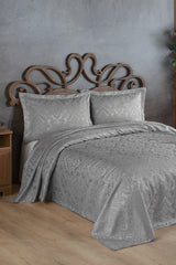 Sierra Jacquard Chenille Double Bedspread (gray) - Swordslife