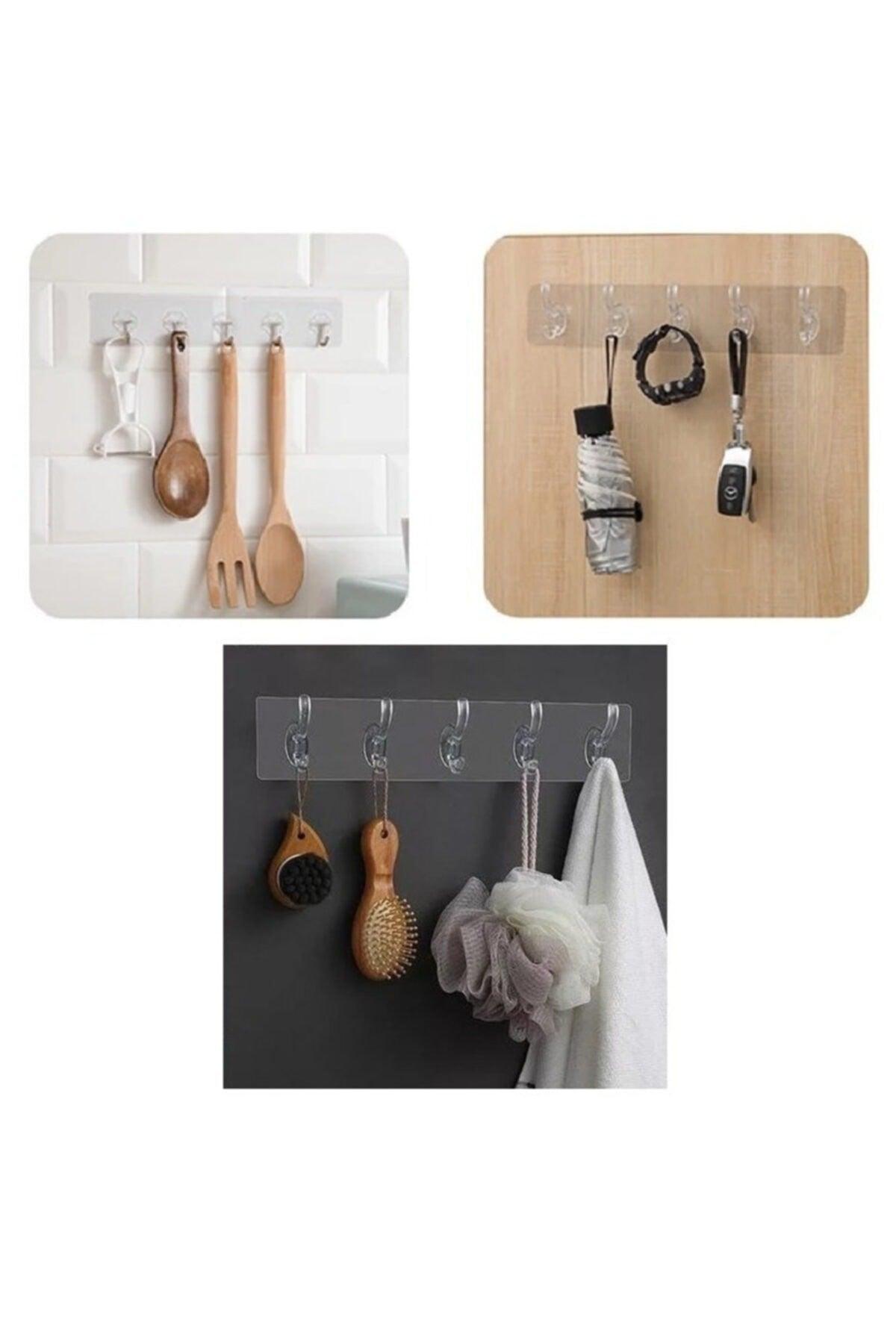 Silicone Kitchen Bathroom Hanger Strong Adhesive 5 Sections 6 Cm X 6 Cm - Swordslife