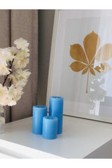 Cylinder Light Blue Scented Long 3 Piece Sandalwood Scented Set Candle - Swordslife