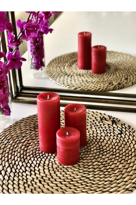 Cylinder Red Scented Long 3 Piece Sandalwood Scented Set Candle - Swordslife