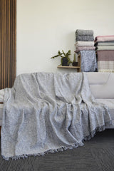 Silva Natural Cotton Linen 170x220 Cm Gray Sofa Cover | Throw - Swordslife