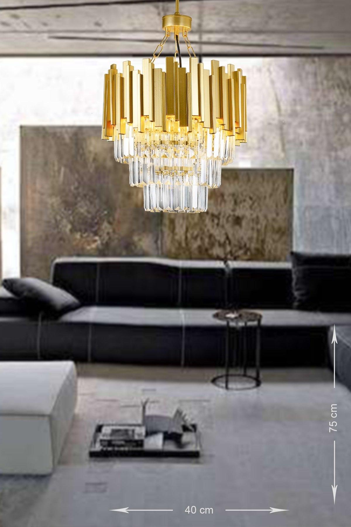 Sima 40 Cm Crystal Glass Stone Luxury Chandelier - (Yellow Gilding) - Swordslife