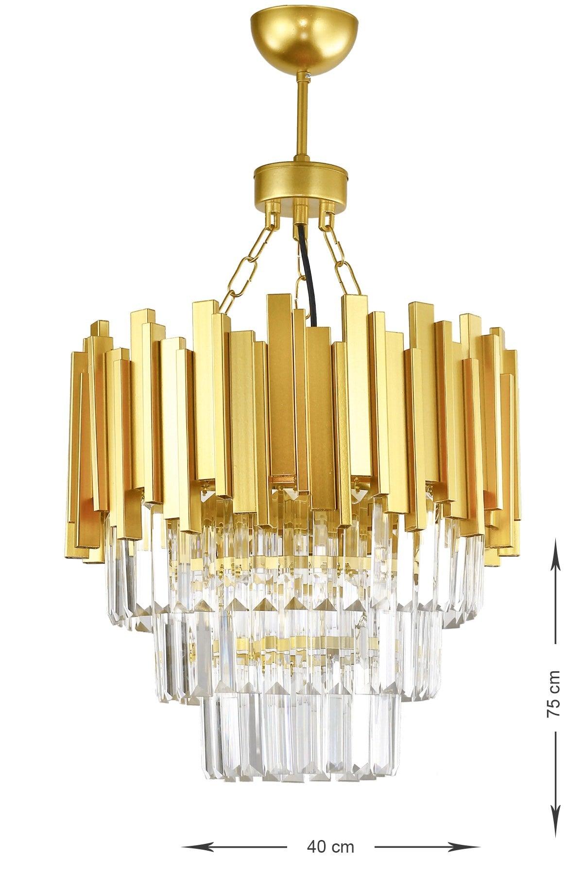 Sima 40 Cm Crystal Glass Stone Luxury Chandelier - (Yellow Gilding) - Swordslife