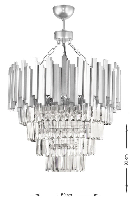 Sima 50 Cm Crystal Glass Stone Luxury Chandelier - (Silver Gilding) - Swordslife