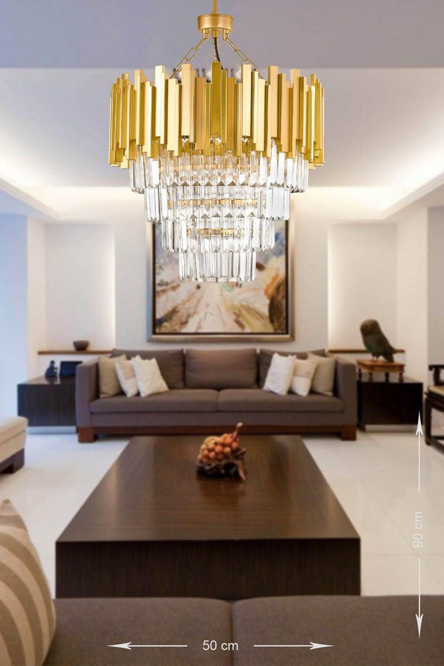 Sima 50 Cm Crystal Glass Stone Luxury Chandelier - (Yellow Gilding) - Swordslife