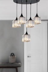 Simon 5 Li Black Crystal Tray Pendant Chandelier - Swordslife